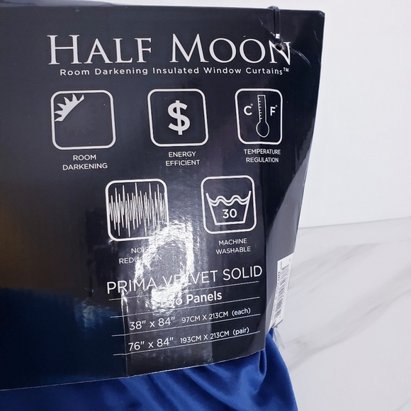 Prima Two Panel Velvet Darkening Insulated Window Curtains Navy Blue 38" X 84" - Picture 6 of 16